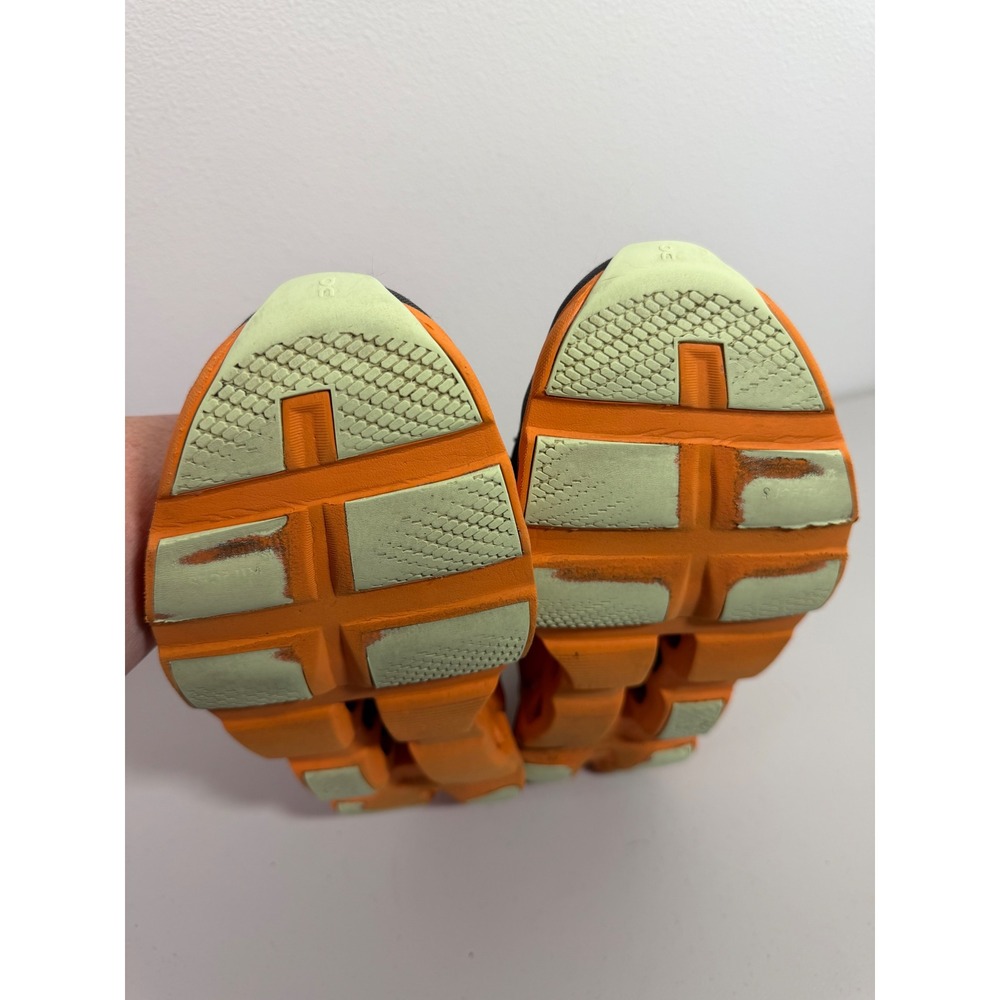 On Running Cloudmonster Mens 11.5 Grey Orange Maximalist Cushioned Sneakers - Picture 10 of 13